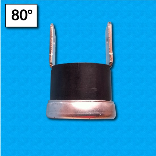 Thermostat KSD at 80°C - Normally closed contacts - Vertical terminals - Without fixing - Rated current 16A