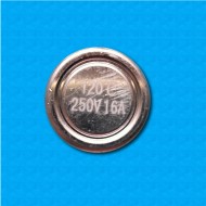 Thermostat KSD 120°C - Contacts normalement fermés - Terminaux vertical - Sans bride de fixation - Courant nominal 16A