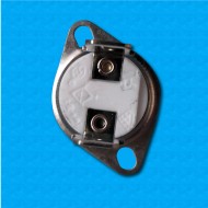 Thermostat KSD at 100°C - Normally closed contacts - Vertical terminals - With round clip - Rated current 16A - Ceramic body
