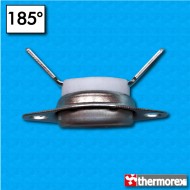 Thermostat TK24 at 185°C - Normally closed contacts - 45 degrees terminals - With round clip - Ceramic body