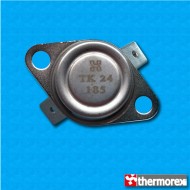 Thermostat TK24 185°C - Contacts normalement fermés - Terminaux à 45 degrés - Avec bride mobile - Corps en ceramique