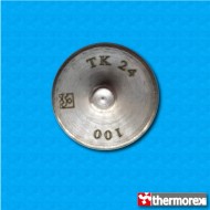 Termostato TK24 a 100°C - Contactos normalmente cerrados - Terminales vertical - Fijación con tornillo M4 - Base redonda