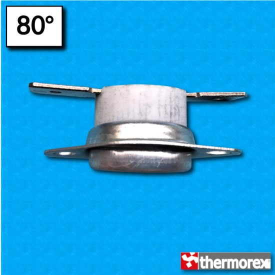 Thermostat TK24 at 80°C - Normally open contacts - Horizontal terminals - With round clip - Ceramic body