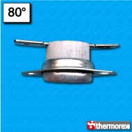 Thermostat TK24 80°C - Contacts normalement ouvert - Terminaux horizonteaux - Avec bride mobile - Corps en ceramique
