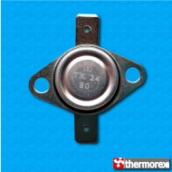 Thermostat TK24 at 80°C - Normally open contacts - Horizontal terminals - With round clip - Ceramic body