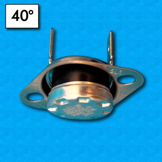 Termostato KSD301 40°C - Contactos normalmente cerrados - Terminales vertical - Sin brida de fijación