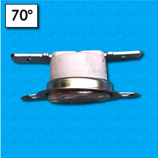 Thermostat KC3 at 70°C - Normally closed contacts - Horizontal terminals - With round clip - Ceramic body