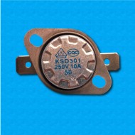 Thermostat KSD301 at 50°C - Normally closed contacts - Horizontal terminals - With round clip - Rated current 10A