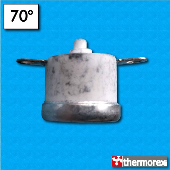 Termostato TK32 a 70°C - Riarmo manuale - Corpo ceramico - Terminali orizzontali con occhiello - Senza flangia di fissaggio