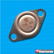 Termostato TK32 a 170°C - Rearme manual - Terminales vertical - Con brida de fijación - Cuerpo ceramico