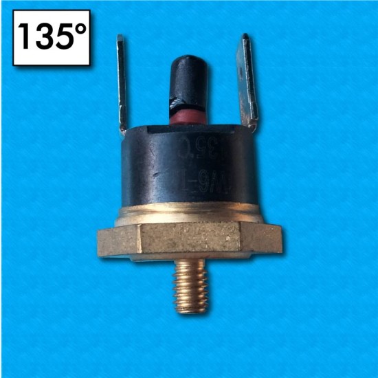 Termostato KSD301 a 135°C - Rearme manual - Terminales vertical - Fijación con tornillo M4 - Base de laton