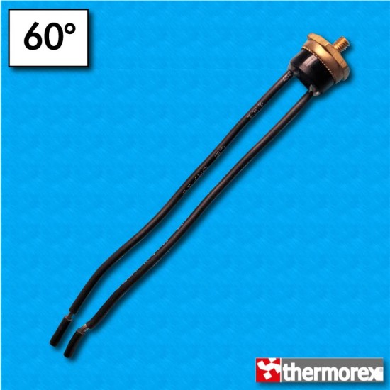 Thermostat TK24 60°C - Contacts normalement fermés - Fixation avec vis M4 - Cables 100/100 mm