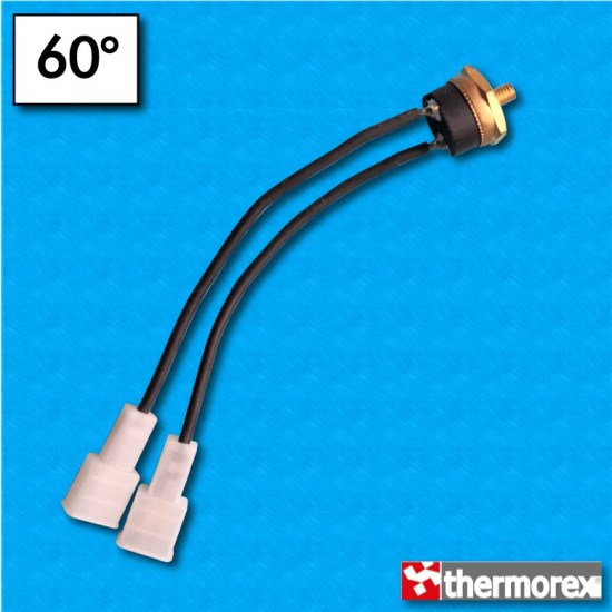 Thermostat TK24 at 60°C - Contacts normalement fermés - Fixation avec vis M4 - Cables 100/100 mm - Connexión Faston