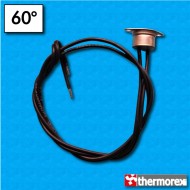 Thermostat TK24 at 60°C - Normally closed contacts - With fixed clip - Cables 500/500 mm