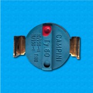 Thermostat TY60 au 65°C - Contacts normalement fermes - Terminaux vertical - Sans bride de fixation - Courant nominal 16A