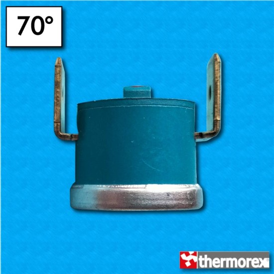 Termostato TY60 a 70°C - Contatti normalmente chiusi - Terminali verticali - Senza flangia di fissaggio - Portata 10A