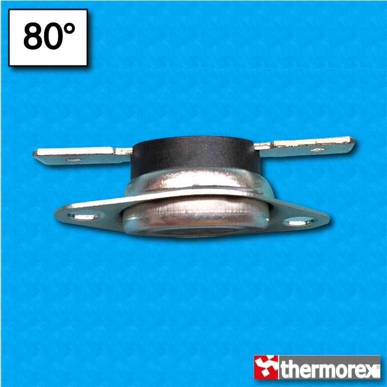 Thermostat TK24 at 80°C - Normally closed contacts - Horizontal terminals - With round clip with 35 mm center distance