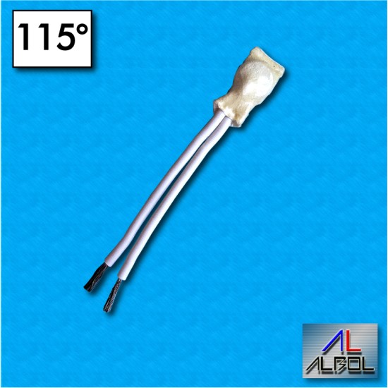 Protettore termico AC02G - Temperatura 115°C - Cavetti 60/60 mm - Portata 6,3A