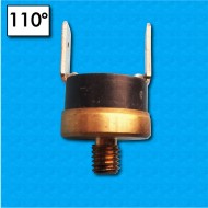 Termostato R20 a 110°C - Contactos normalmente cerrados - Terminales vertical - Fijación con tornillo M4 - Corriente nominal 10A