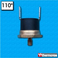 Termostato TK24 a 110°C - Contactos normalmente cerrados - Terminales vertical - Fijación con tornillo M4 - Cuerpo alto