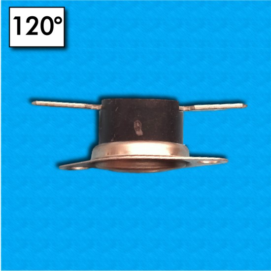 Thermostat R40 au 120°C - Contacts normalement fermes - Terminaux horizontaux - Avec bride mobile - Courant nominal 10A