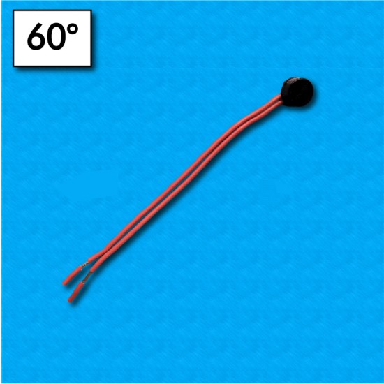 Protettore termico B12 - Temperatura 60°C - Contatti normalmente aperti - Cavetti 100/100 - Portata 2,5A