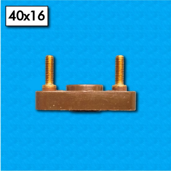 Blockque de terminales AM-40x16-2P-M4 - Formato 40x16 mm - Con 4 tuercas and 4 arandelas