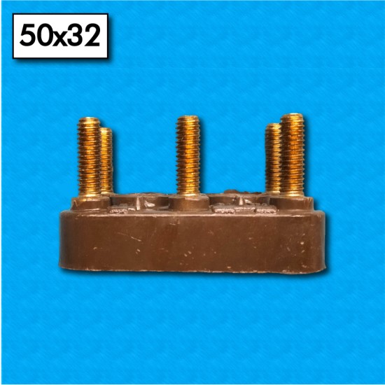 Bornier AM-50x32-6P-M4 - Format 50x32 mm - Avec 12 écrous, 12 rondelles et 3 ponts