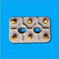Terminal block AM-82x52-6P-M8 - Format 82x52 mm - M8 screws - Provided with 12 nuts, 12 washers and 3 bridges