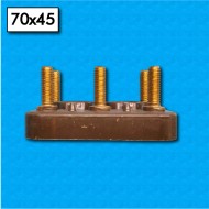Bornier AM-70x45-6P-M6 - Format 70x45 mm - Avec 12 écrous, 12 rondelles et 3 ponts
