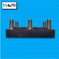 Terminal block AM-114x70-6P-M8 - Format 114x70 mm - Provided with 12 nuts, 12 washers and 3 bridges