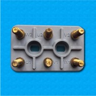 Terminal block AM-95x60-6P-M8 - Format 95x60 mm - Provided with 12 nuts, 12 washers and 3 bridges
