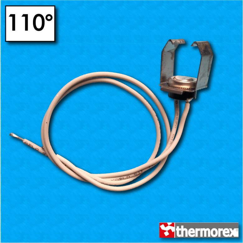 Thermostat TK24 at 110 C Normally open contacts Tube clip mounting Cables 300 300 mm