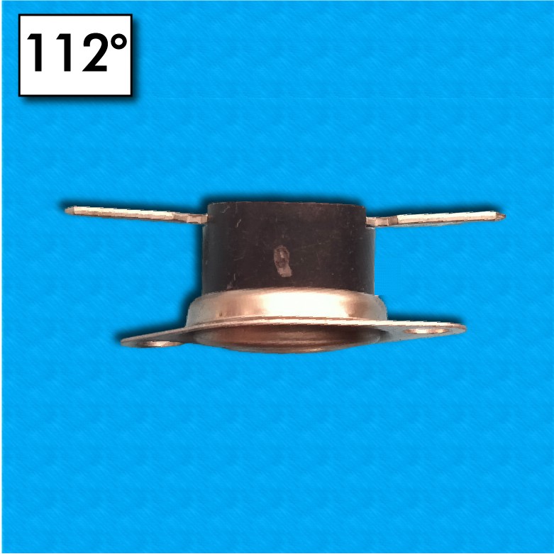 Termostato R20 a 112°C - Contatti normalmente aperti - Con flangia mobile - Terminali orizzontali