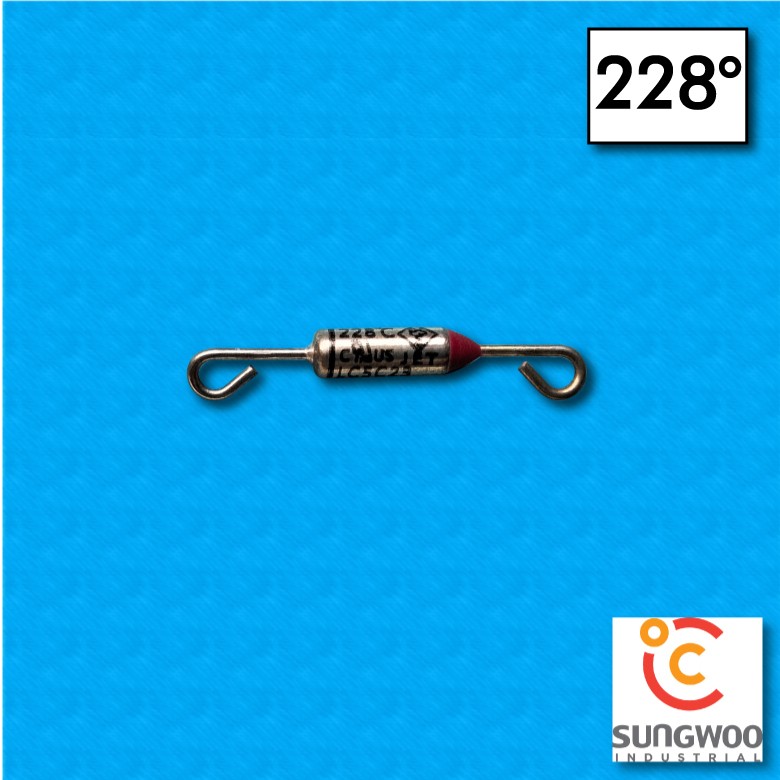 Termofusibile SUNG WOO tipo SW1, temperatura 228°C, reofori piegati come in figura, portata 10/15A