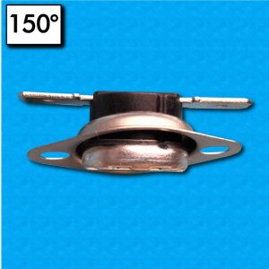Termostato KSD a 150°C - Contatti normalmente chiusi - Terminali orizzontali - Con flangia mobile - Portata 16A
