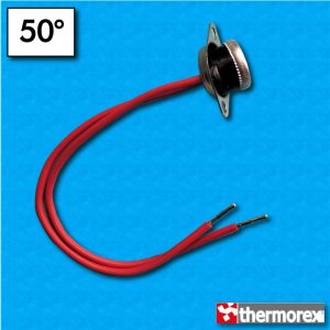 Termostato TK24 a 50°C - Contatti normalmente chiusi - Cavetti 150/150mm - Con flangia mobile
