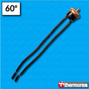 Termostato TK24 a 60°C - Contatti normalmente chiusi - Fissaggio a vite M4 - Cavetti 100/100 mm