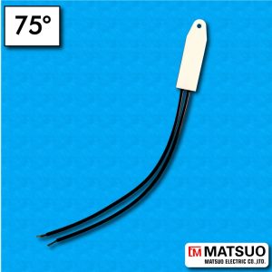 Protettore termico MQT - Ad alta precisione - Temperatura 75°C - Cavi 150/150mm - Contatti N.C. - Portata 1,3A