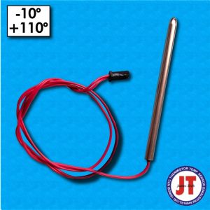 Sonda NTC STJT-RAD31-MOD U2 - Range -10°/+110°C - Cavetti in PVC 600/600mm - Beta 3945 - Bulbo in Inox, 6x100mm