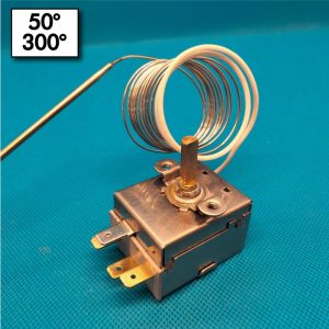 Termostato a bulbo - 50°/300°C - Riarmo automatico - 1 Polo (SPDT) - Contatti in scambio - Bulbo 3x160mm - Portata 15A